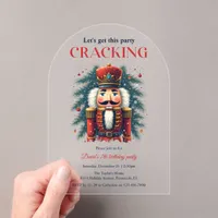 Festive Nutcracker Cracking Themed Birthday Party Acrylic Invitations