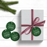 Christian Christmas Verse Typography Holiday Green Favor Tags
