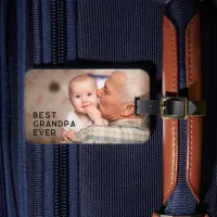 Minimalist All Caps Best Grandpa Ever Photo Luggage Tag