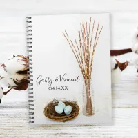 Rustic Bird Nest Eggs and Pussy Willows Wedding Notebook