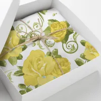 Chic Yellow Roses Floral Pattern Tissue Paper