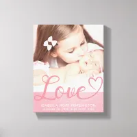 Sweet Love Baby Girl Birth Announcement Canvas Print