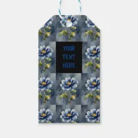 Blue flower watercolour pattern gift tags
