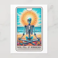 Funny Skeleton Full of Sunshine Meditation Tarot Postcard