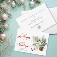 Simple Pinecones Branches Berries Business Holiday Card