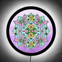 Butterflies and Flowers Mandala  LED Sign