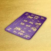 Gold Fairies with Pixie Dust on Purple Monogram | Bath Mat