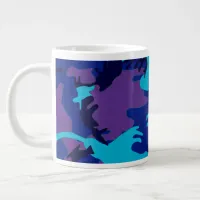 Camouflage Dark Blue & Purple Pattern Giant Coffee Mug