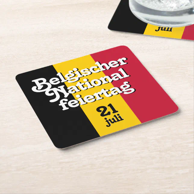 German Belgischer Nationalfeiertag Belgian Flag Square Paper Coaster