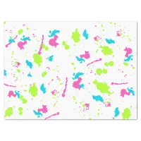 Colorful Retro 80s Neon Paint Splatter Fun Artsy Tissue Paper