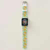 Trendy Colorful Emoji Pizza Slices Patterned Apple Watch Band