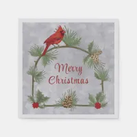 Winter Cardinals and Pines Paper Napkin