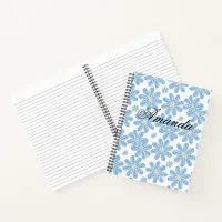 Blue Floral Pattern - Personalized Spiral Notebook