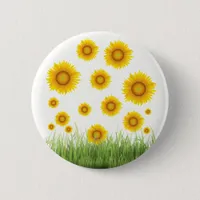 Bright and Elegant Sunflower Graphic Design Pinback Button