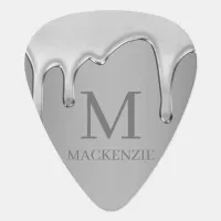 Dripping Chrome Liquid Silver Metallic Monogram Guitar Pick