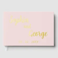 Elegant Modern Blush and Gold Wedding Foil Guest Book