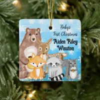 Personalized Woodland Animals Themed Baby's 1st Ceramic Ornament