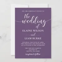 Purple Simple Calligraphy Modern Wedding Invitation