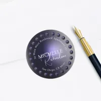 Purple Metallic Round Return Address Label