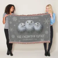 Funny Owl We Want for Christmas ... Snowy Owls Throw Blanket