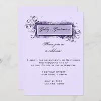 Purple Abstract Floral Graduation Party Invitation