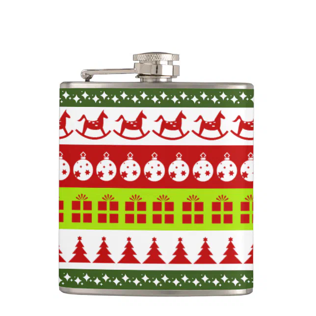 Red Green Ugly Christmas Sweater Festive Clipart Flask