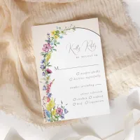 Modern Wildflower Arch Rustic Boho Wedding RSVP Card