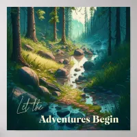 Camping Hiking Trail in Woods | Digital Art Poster