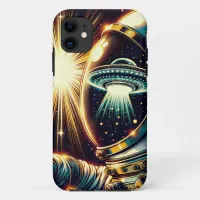 Astronaut with a Reflection of a UFO  iPhone 11 Case