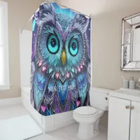 Mystical Blue Owl Shower Curtain