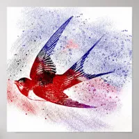 Red Cardinal Bird freedom from Mauritius Poster