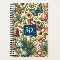 Vintage Mushrooms, Butterflies and Flowers Notebook