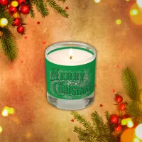 Merry Christmas - Vintage Style Black on Green | Scented Candle