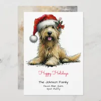 Scruffy Puppy in a Santa Hat Happy  Holiday Card