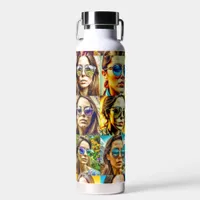 Cool Chicks in Sunglasses AI Art Water Bottle