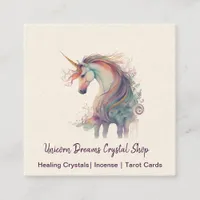 Watercolor Unicorn Square Business Card