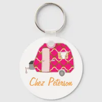 Personalized Retro Art Caravan Owner's Keychains