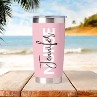 Pink Personalized Nurse Typography Insulated Tumbler