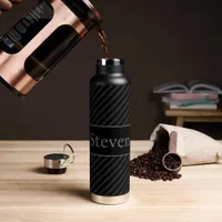 Sophisticated Grey & Black Pinstriped Personalized Water Bottle