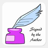 Quill Pen Signed by the Author Square Sticker