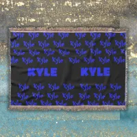 Personalized Boy Name in Blue | Throw Blanket