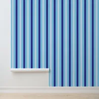 Navy Blue And Turquoise Stripes Bathroom Wallpaper