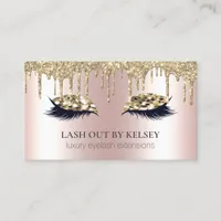 Makeup Artist Lashes 14k Gold Glitter Lids + Drips Business Card