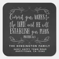 Rustic Christian Bible Verse Chalkboard Address Square Sticker