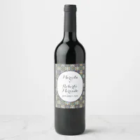 Elegant Mexican Floral Talavera Wedding  Wine Label