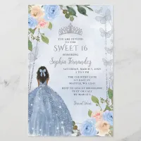 Budget Dusty Blue Silver Floral Princess Sweet 16