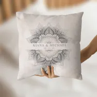 Mandala Lace Wedding Newlyweds Neutrals ID478 Throw Pillow