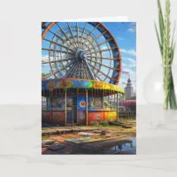 Abandoned Carnival Empty Ferris Wheel Card