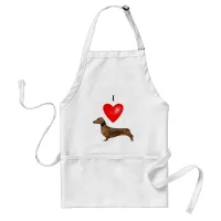 I Love My Dachshund Red Heart Adult Apron