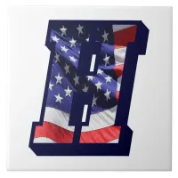 American Flag Letter "H" Large Photo Ceramic Tile